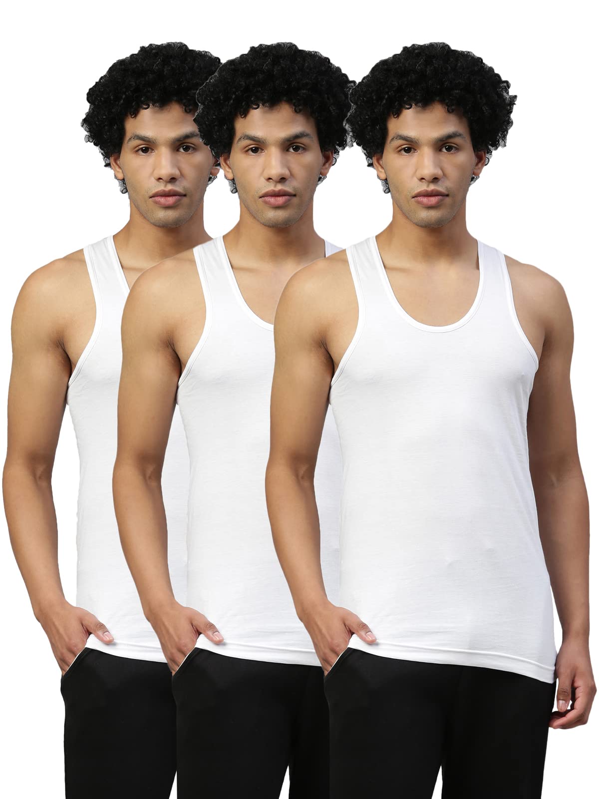 DIXCY SCOTT MAXIMUSMaximus Men's Solid Sleeveless Round Neck 100% Cotton Vest (Pack of 3)