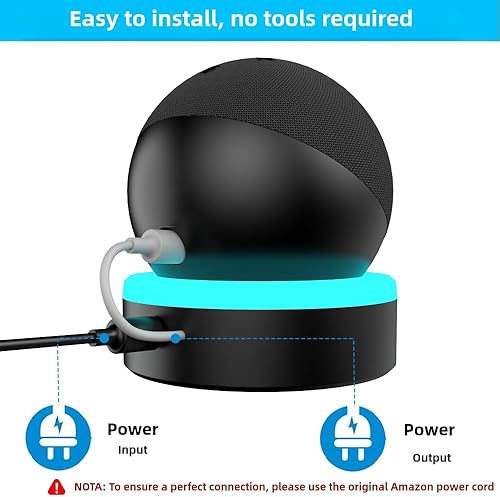 Miniatura 3 de Estación de carga para Echo Dot 4 5 generación, 4 modos de control táctil, sincronización de música RGB LED luz multicolor, soporte de escritorio