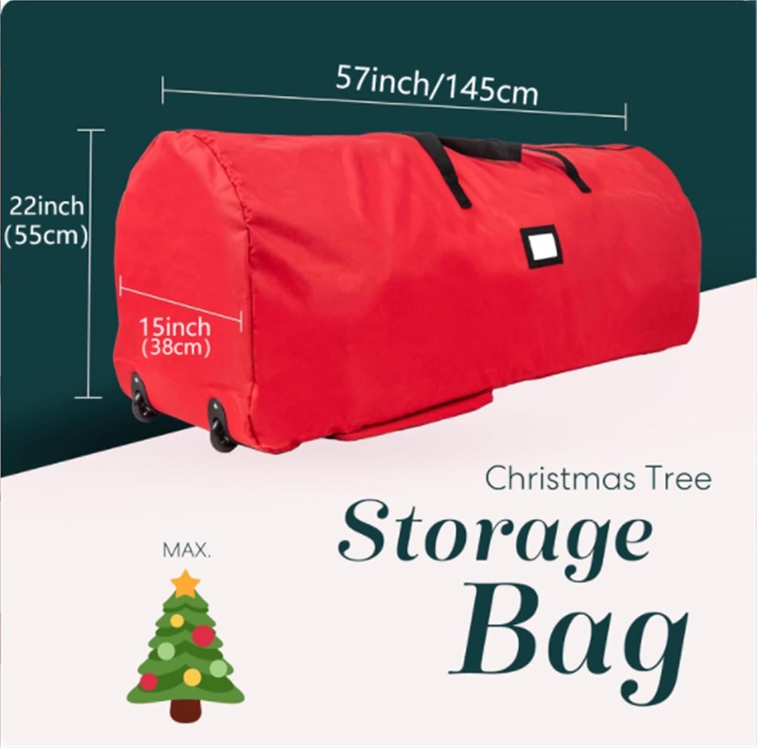 Tree Bag Christmas Tree Storage Bag Zipper Comes with Handles and Wheels for Easy Transport Christmas Storage(Red)