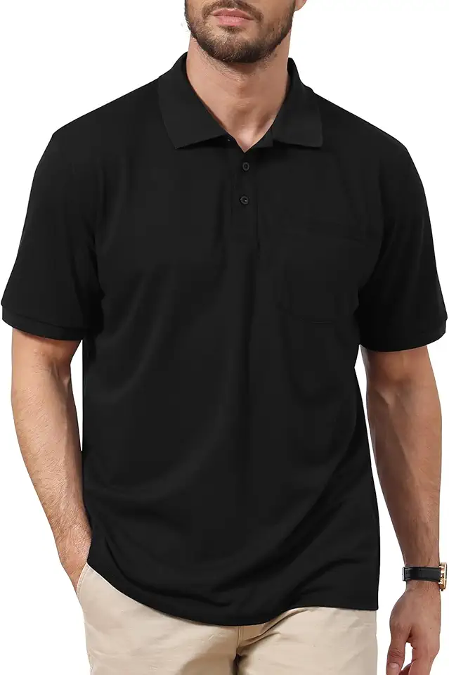 Corna Cotton Blend Men's Polo Shirts Short Sleeve Casual Stylish Solid Performance Dry Fit Golf Shirts for Men