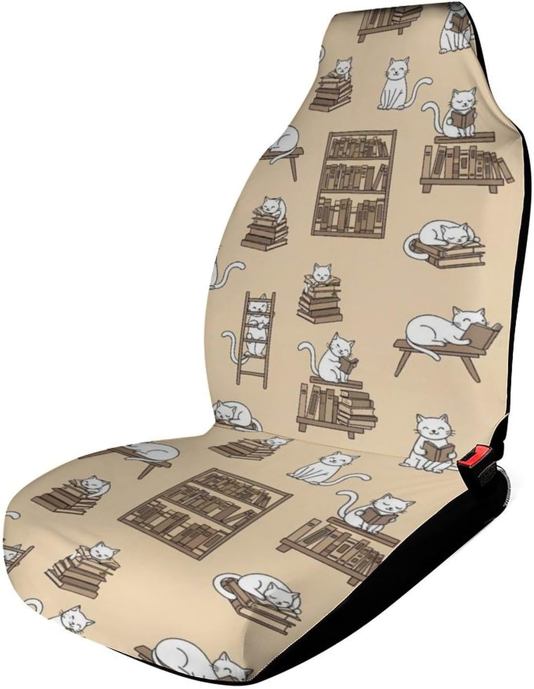 Supdreamc Luxury Car Seat Cushion Cover Compatible with 90% Vehicles Car Accessories for All Seasons, Nonslip Novelty Book Cat Seat Pad Protectors, Quick Install