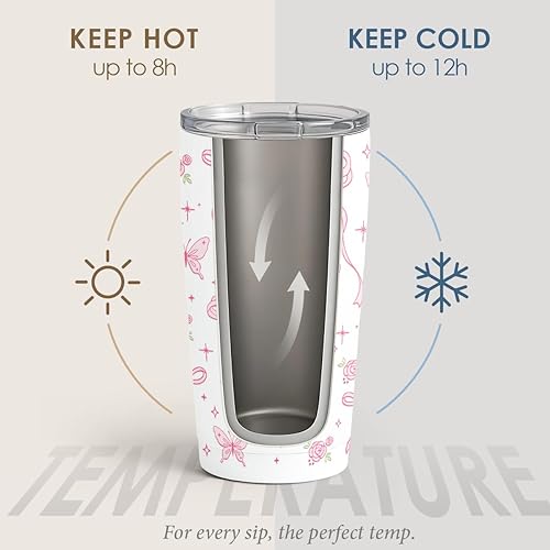 Vista 141 de SANDJEST Vaso térmico de acero inoxidable de 20 onzas con diseño de calavera de vaca, taza de viaje para café, regalos para hombres y mujeres, Cow 1