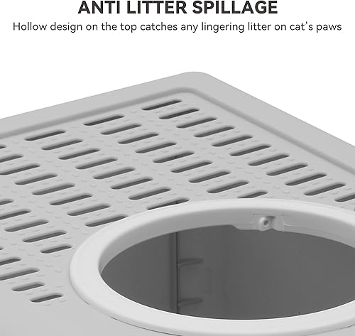 Miniatura 5 de YITAHOME Caja de arena grande cerrada para gatos con tapa y tapa, inodoro con capucha, inodoro, antisalpicaduras, con cajón, cuchara de arena