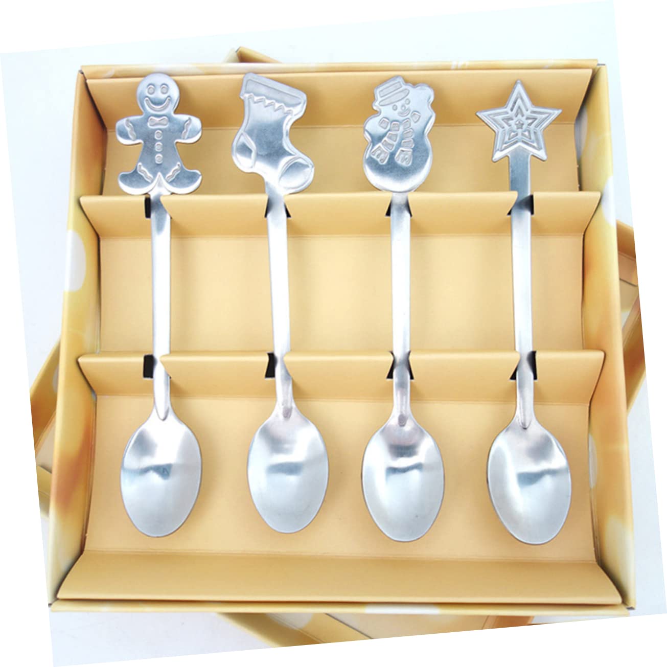Beatifufu 4pcs Xmas Stainless Steel Spoon Christmas Spoons Bar Spoon Coffee Spoons for Coffee Bar Stainless Flatware Hot Cocoa Bar Supplies Xmas Cartoon Spoon Xmas Spoon Mixing Spoon Silver