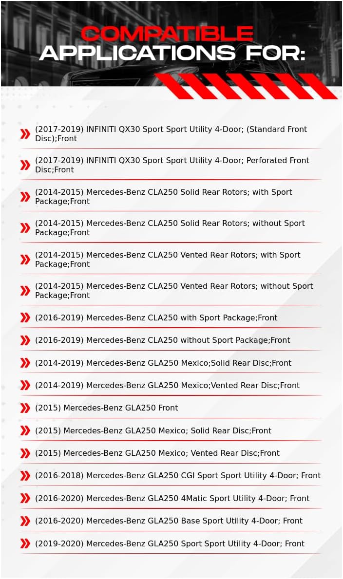 R1 Concepts Front Brake Kit For 2017-2019 INFINITI QX30, 2014-2019 Mercedes-Benz CLA250, 2015-2020 Mercedes-Benz GLA250| Blank Brake Rotors| Ceramic Brake Pads and Rotors Kit