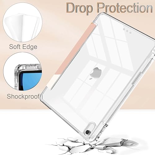 Miniatura 3 de Feams Funda para iPad de 10 generación de 10.9 pulgadas, delgada, ligera, triple pliegue, funda transparente con soporte para lápiz y apagado y