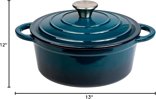 Miniatura 10 de Lexi Home Horno holandés de hierro fundido esmaltado de 2.8 cuartos de galón - Azul