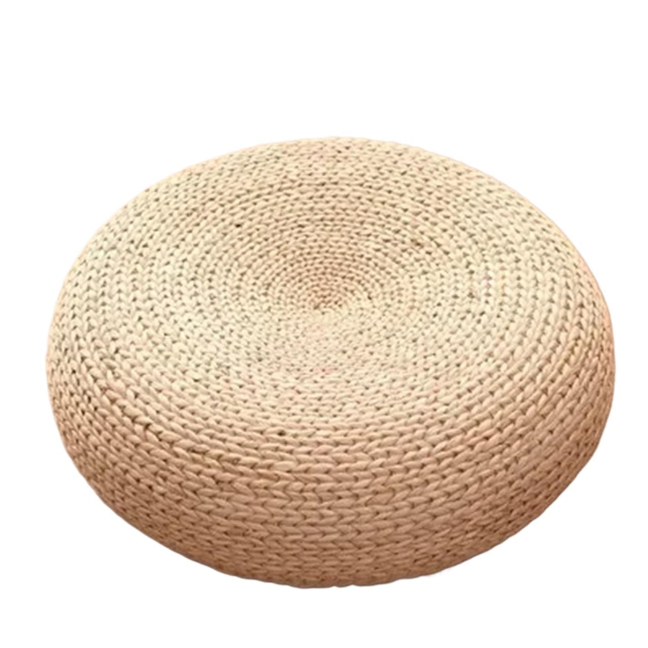 Cojín de meditación Tatami-cojín redondo de ratán for Yoga y meditación, cojín futón grueso tejido paja for salón té, decoraciones for el hogar