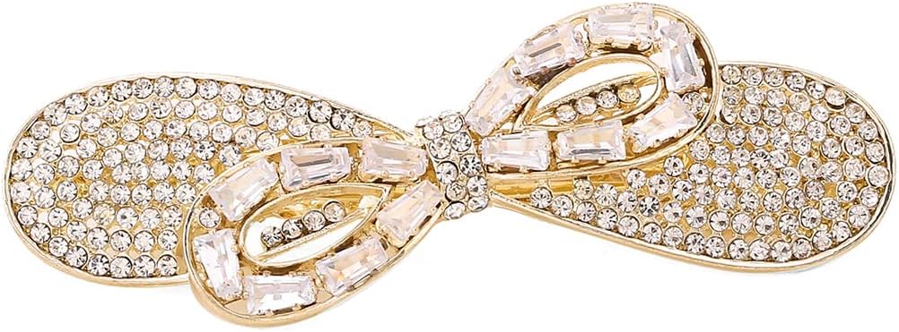 Yellow Chimes Hair Clips for Women Girls Barrette Hair Clips for Women Hair Accessories for Women Bow Clips for Women Golden Crystal French Barrette Hair Clips for Women and Girls Gift For Women & Girls