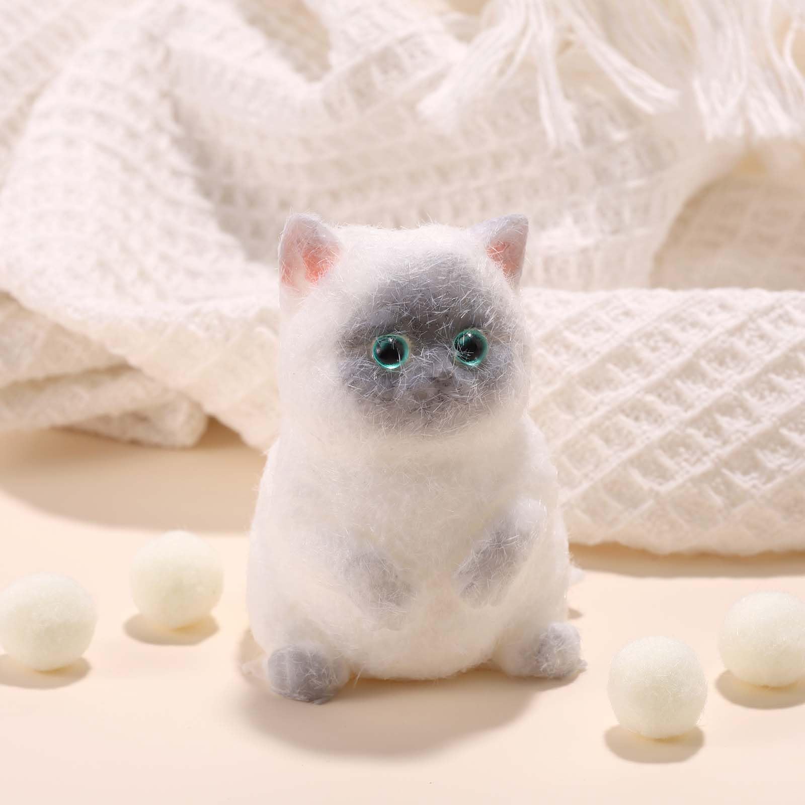 Cat Squeeze Toy, 3.15x2.36 Inch Soft Kitten Fidget Toys Cute Squishy Stress Party Favors Funny Fufu Toys for Relaxing Office Home Desk Accessories (White, Gray)
