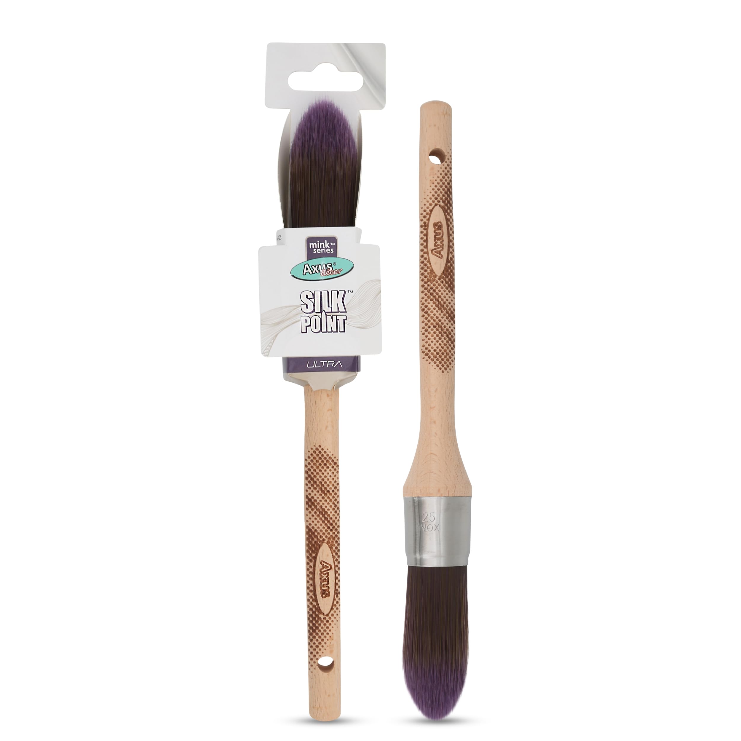 Axus Decor Silk Point Ultra (Mink series) Paint Brush Filaments & Birchwood Handle - Ideal For Intricate Work & Artistry, Anti-Rust Stainless Steel - Next Generation Brush - 25mm,