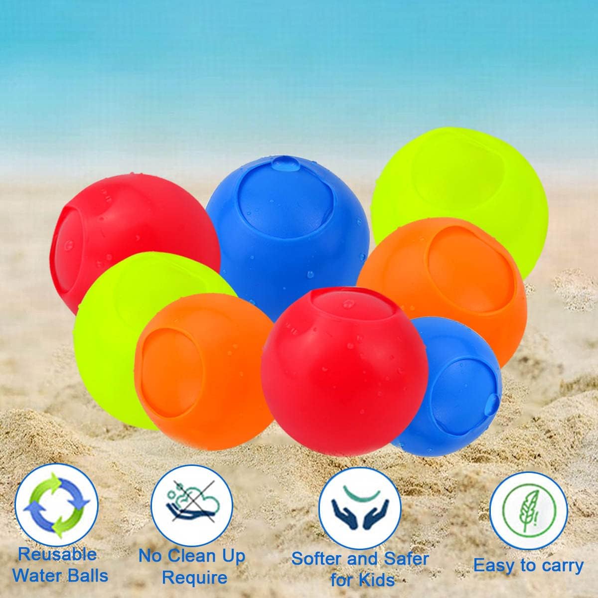 MMDOCO Reusable Water Balloons Reusable Water Bombs/Balloons Soft