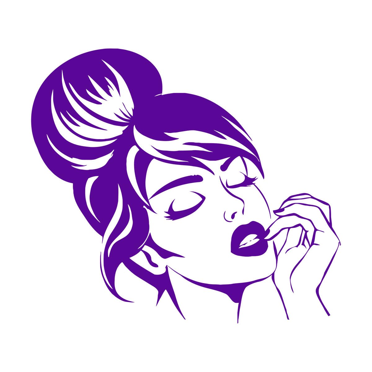 Avatar Girl Wall Decal Beautiful Girl Face Wall Sticker Home Bedroom Decoration Hairstyle Makeup Wall Mural Hair Decor Small - 24x42cm
