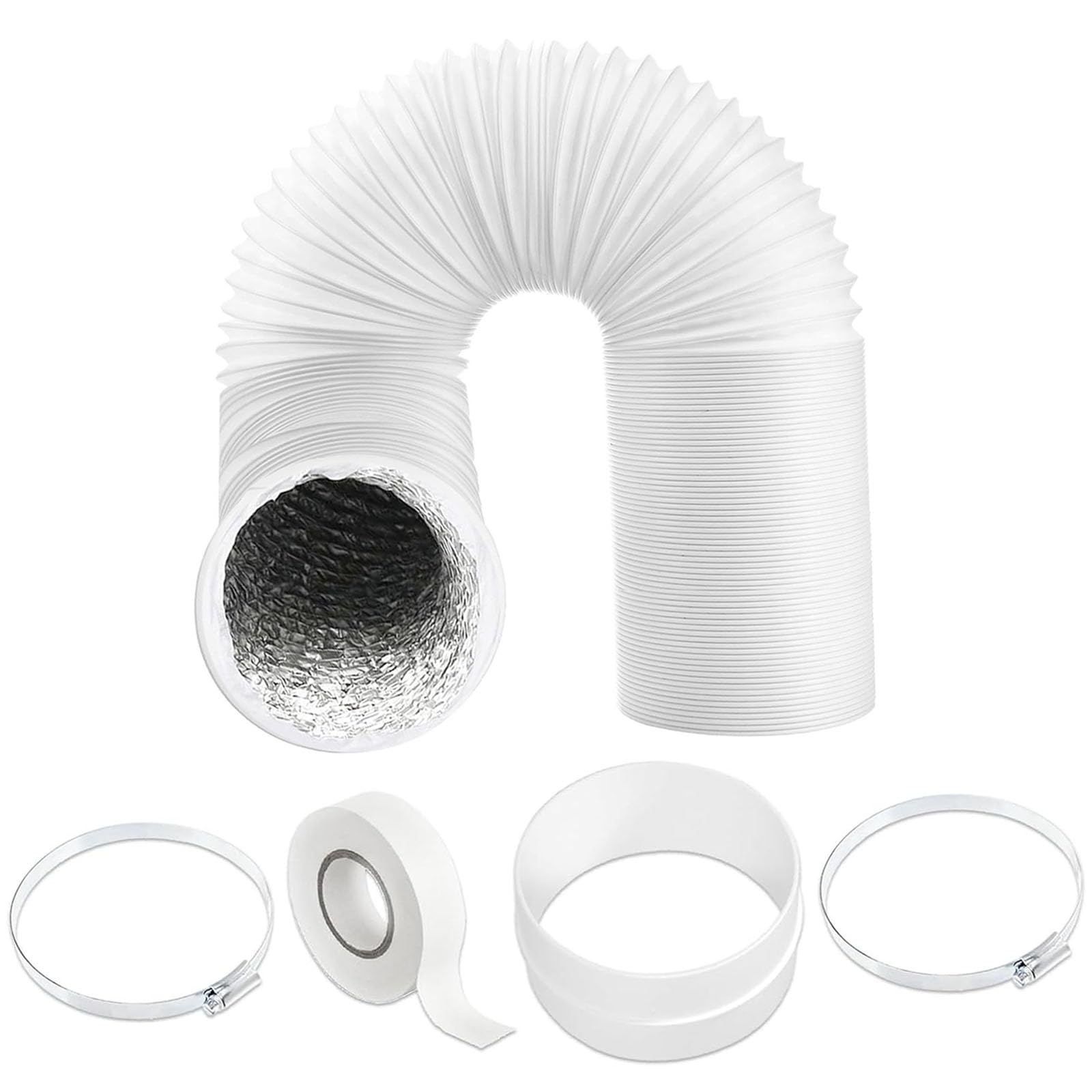 SPARES2GO Vent Hose for Delonghi Air Conditioner 5" x 6m PVC Aluminium Foil Insulated Portable Duct Outlet Pipe Extension Kit