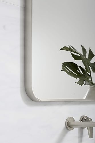 Vista 117 de Kohler Essential - Espejo de tocador ovalado enmarcado de 20 pulgadas de ancho x 40 pulgadas de alto en oro cepillado moderno Moderno dorado