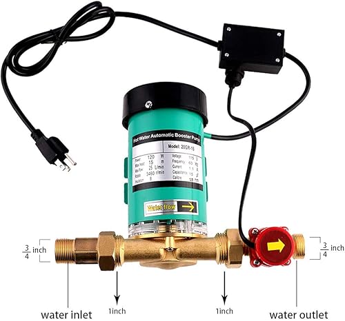Miniatura 5 de Bomba automática de presión para ducha, bomba de circulación con salida de 1 pulgada, 120 W, interruptor de flujo de agua