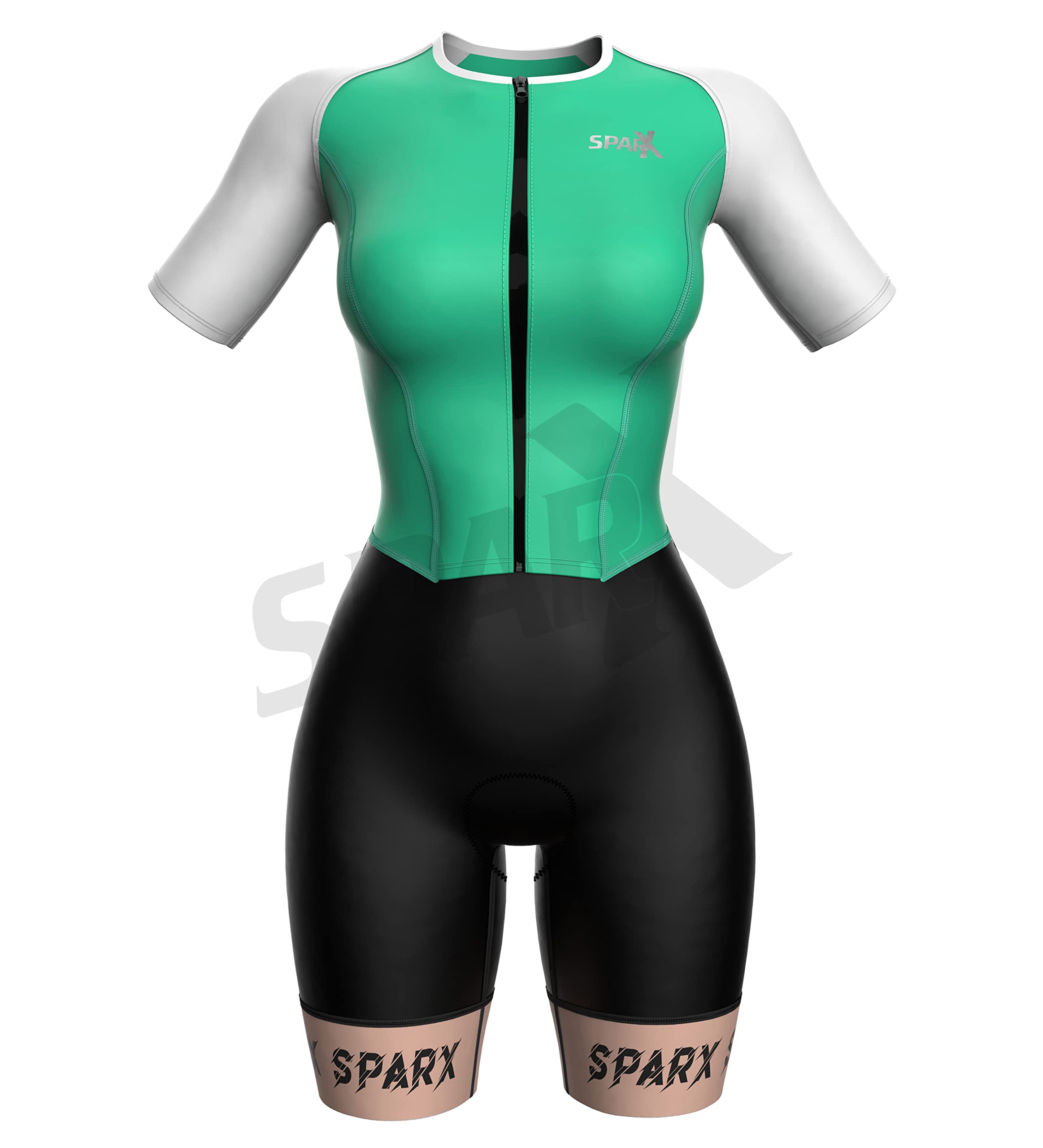 Sparx Aero Triathlon Suit Women Short Sleeve Tri Suit Women Running Swimming Cycling Skinsuit (Mint Green, 2XL)