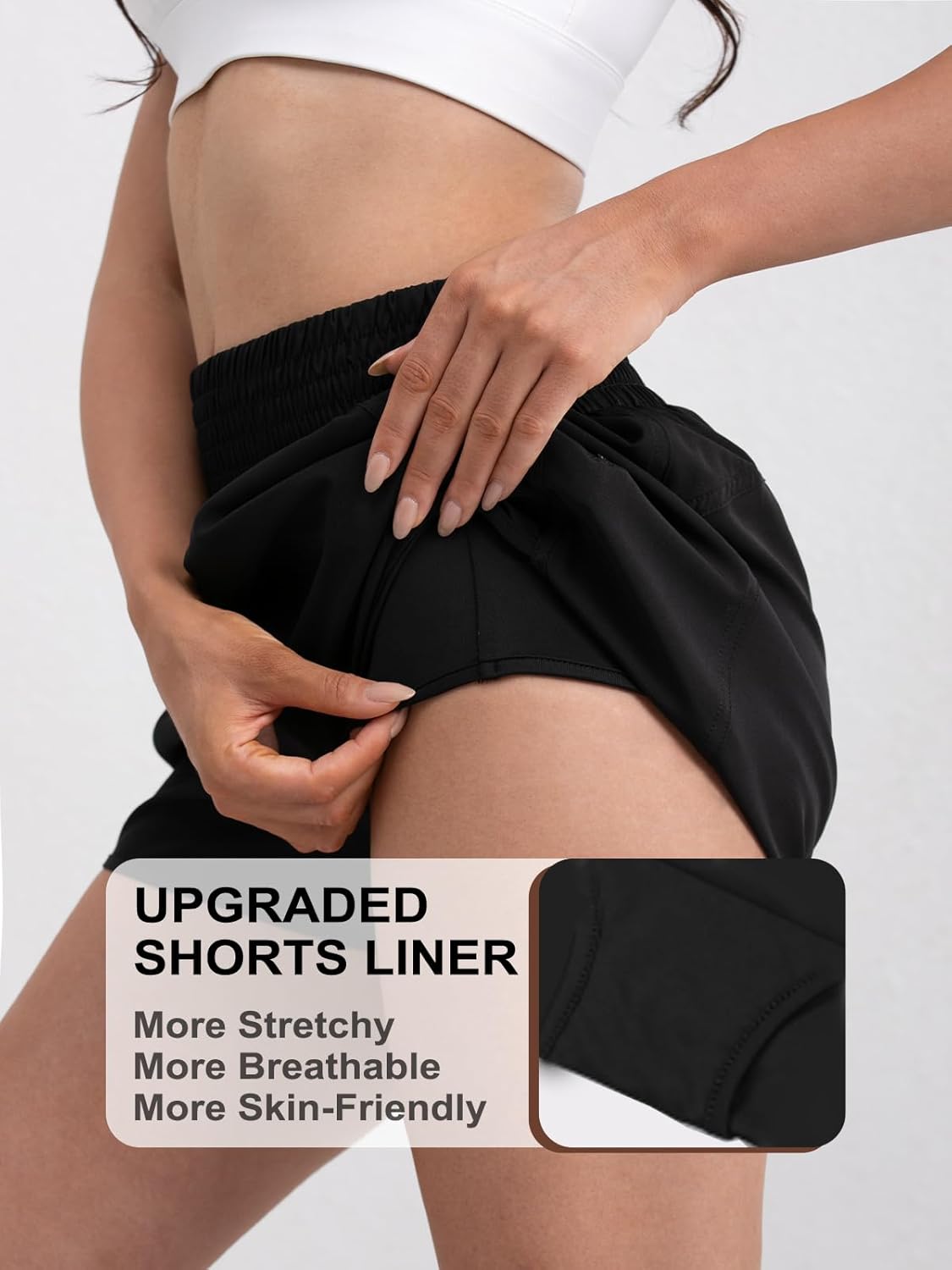 JTI 2 Pack Women's Athletic Shorts, High Waisted Running Shorts for Women with Zipper Pocket, Quick-Dry Gym Sporty Short - Image 3