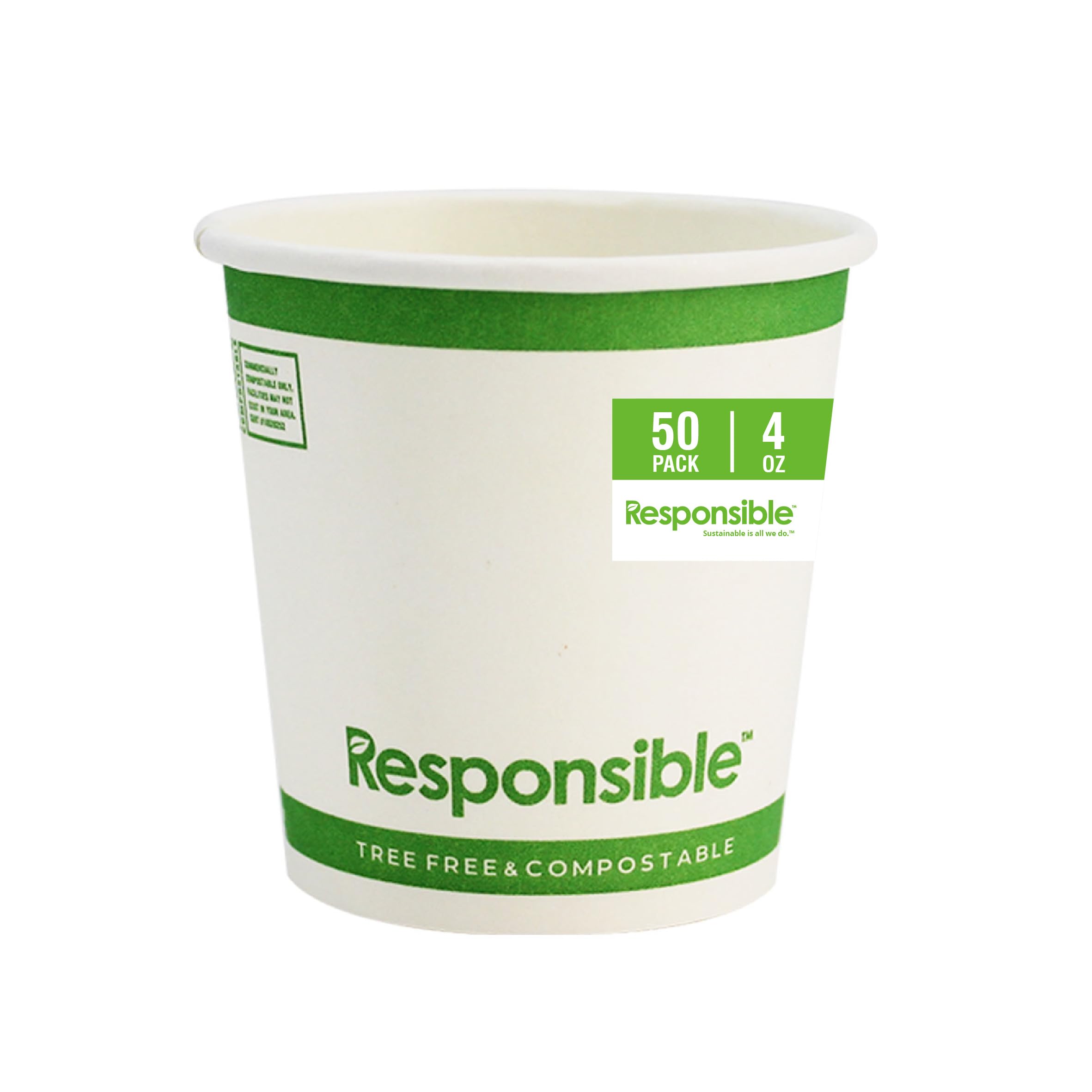 Responsible Products 4 oz (50 Count) / Classic White / Casual Cups