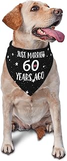 60 Year Wedding Anniversary Him Her Just Married 60 Years Triangle Dog Bandana Scarf Accessories for Pet Bibs