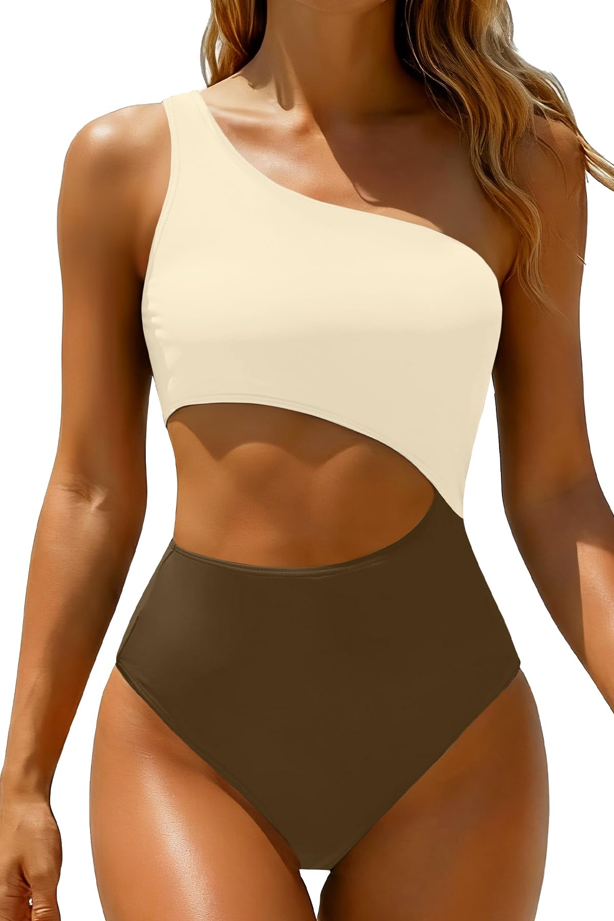 Photo 1 of Women's One Piece Swimsuit- One Shoulder Cutout Tummy Control Bathing Suit - XL