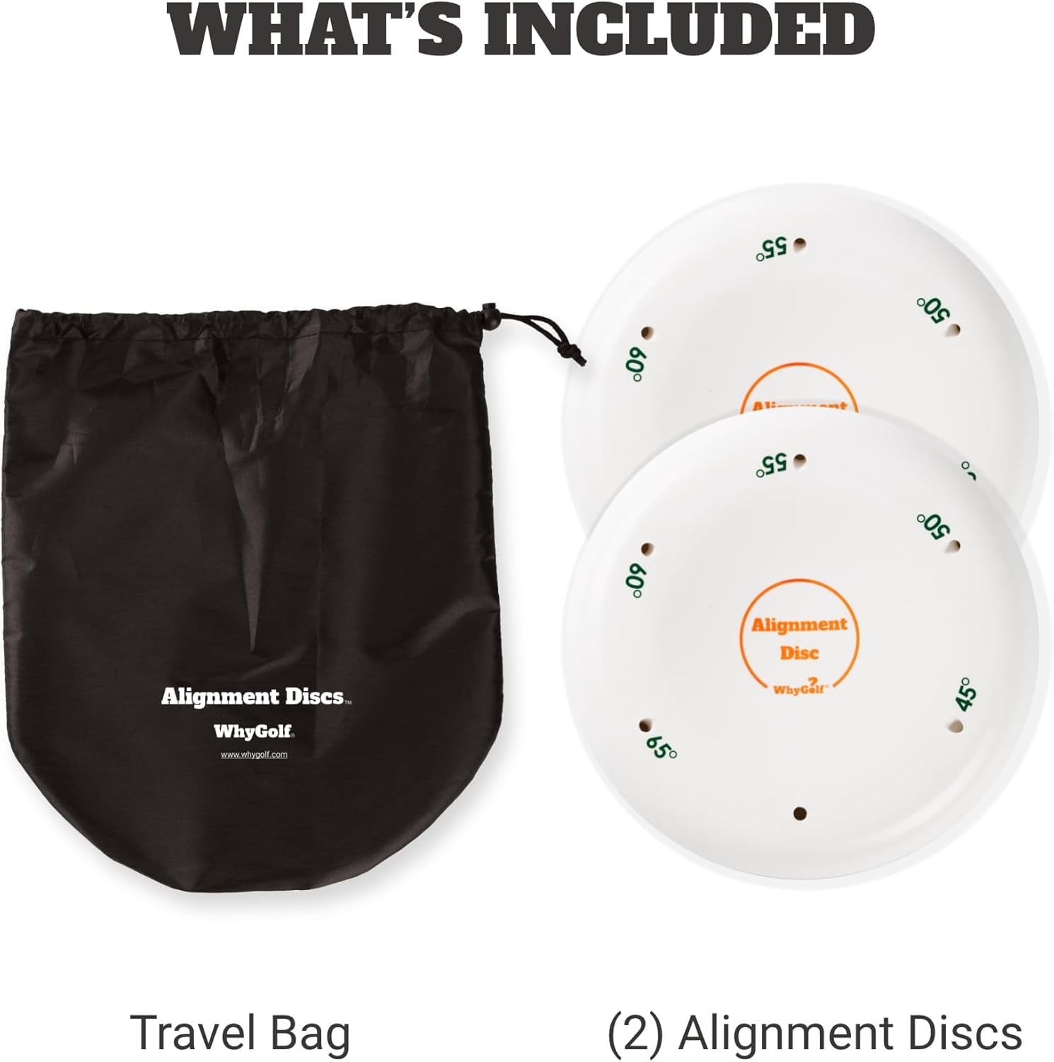 WHYGOLF Alignment Discs & Padded Golf Alignment Rods – Versatile Golf Training Aid for Swing Plane, Path, Posture & Setup – Easily Adjust Angles for Better Accuracy