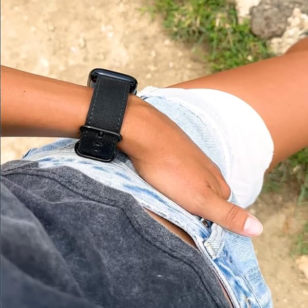 Carterjett Canvas Band | The Original Rugged Compatible with Apple Watch Band for Men & Women - Soft, Durable, Woven Canvas Mens iWatch Strap | Fits Ultra 2 & Ultra 49mm 46mm 45mm 44mm Series 10 & All Models (Black - XL) by CARTERJETT - Used condition - Image 3
