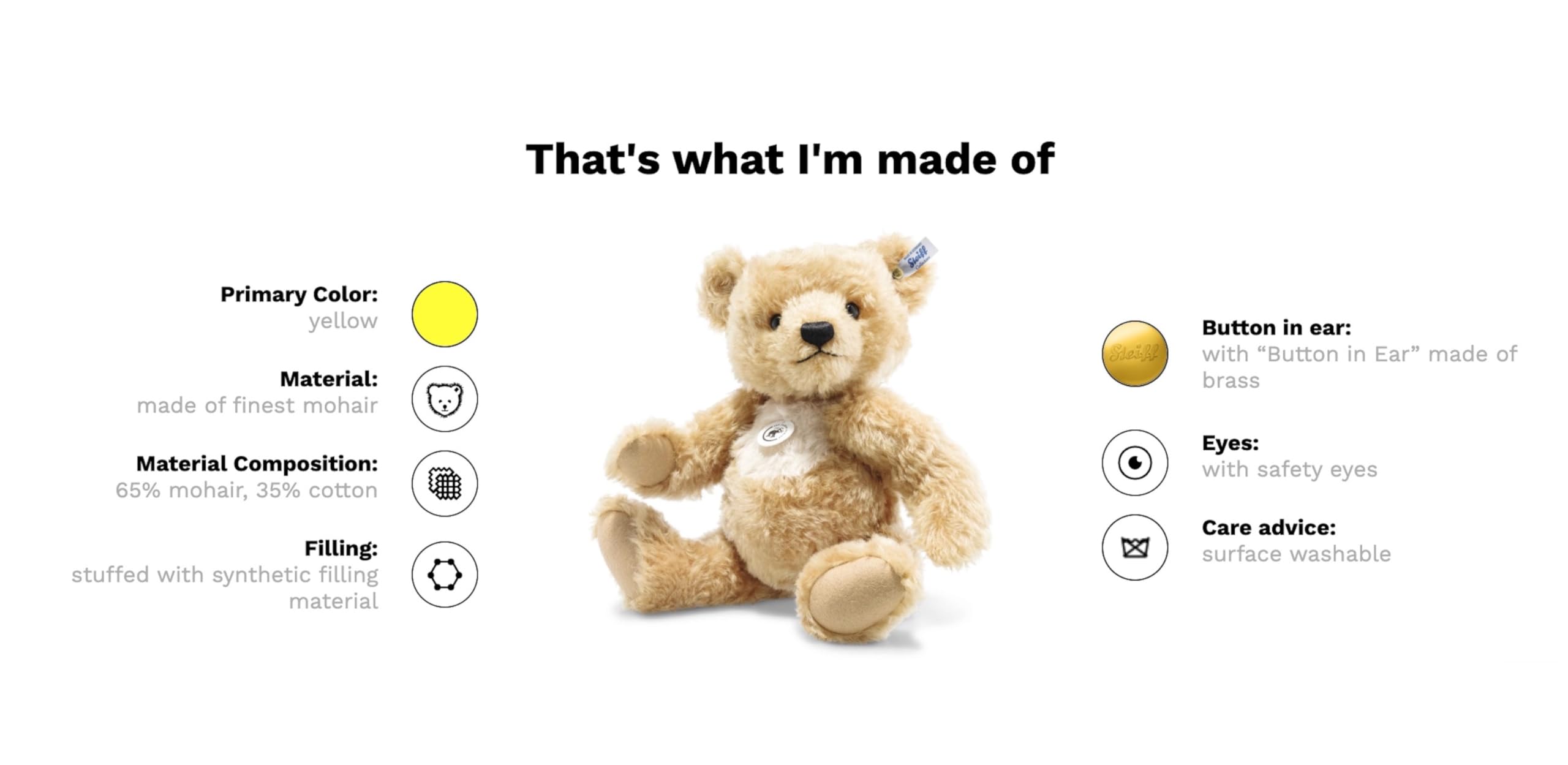 Amazon.co.jp: シュタイフ(Steiff) テディベア パディ 140周年