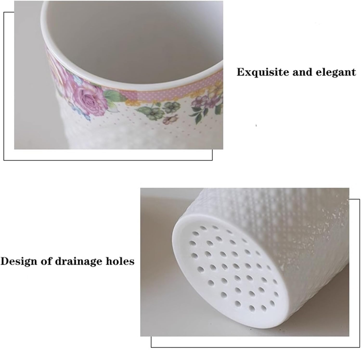 Kitchen Utensil Holder Ceramic Utensil Holder for Kitchen Counter, Minimalist Relief Utensil Crock Drying Rack, Modern Farmhouse Decor Kitchen Cutlery Organizer Cooking Utensil Holder(004)