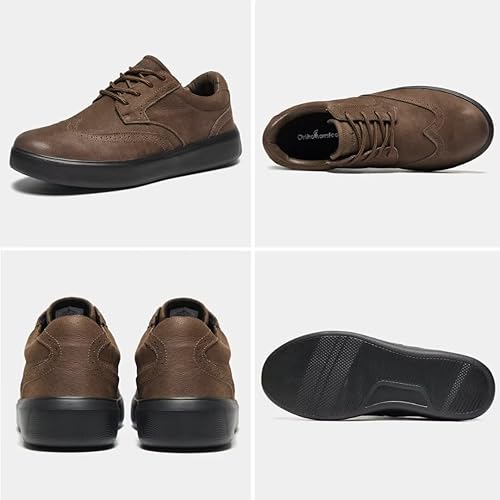 Miniatura 2 de OrthoComfoot Zapatos de vestir ortopédicos de cuero para hombre, fascitis plantar de trabajo, casual, piel auténtica, Oxford, zapatos duraderos para
