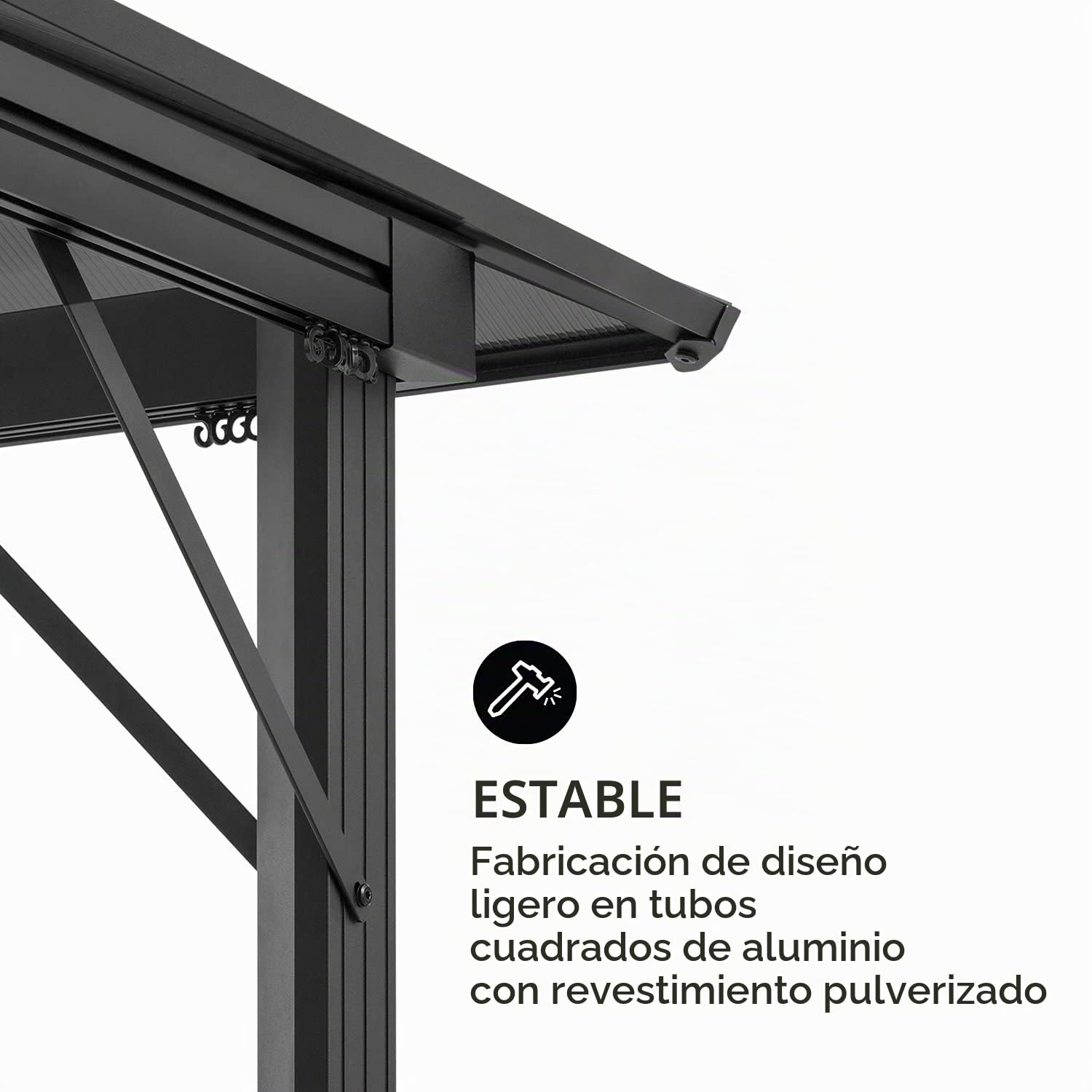 Blumfeldt Pergola Jardín Impermeable, 3x3m, Gazebo Techo Policarbonato, Kit de Pérgola Metálica Ligera Estructura Aluminio, Carpa Exterior, Pérgola Cristal Translúcido, Luces LED Regulables