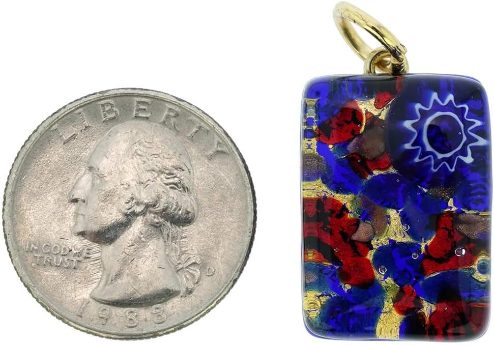 Glass Of Venice Murano Glass Venetian Reflections Rectangular Pendant - Blue Red