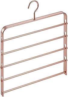 Trouser Hanger, Space Saving Multi Bar Aluminum Pant Hanger Stable Swing Bar for 5 Jeans each Suit Pants, Scarf, Tie, Rose Gold