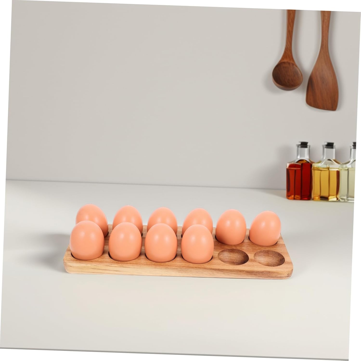 Wooden Egg Holder Tray for Eggs Acacia Wood Egg Storage Dispenser Elegant Countertop Display Refrigerator Organizer and Stylish Kitchen Accessory