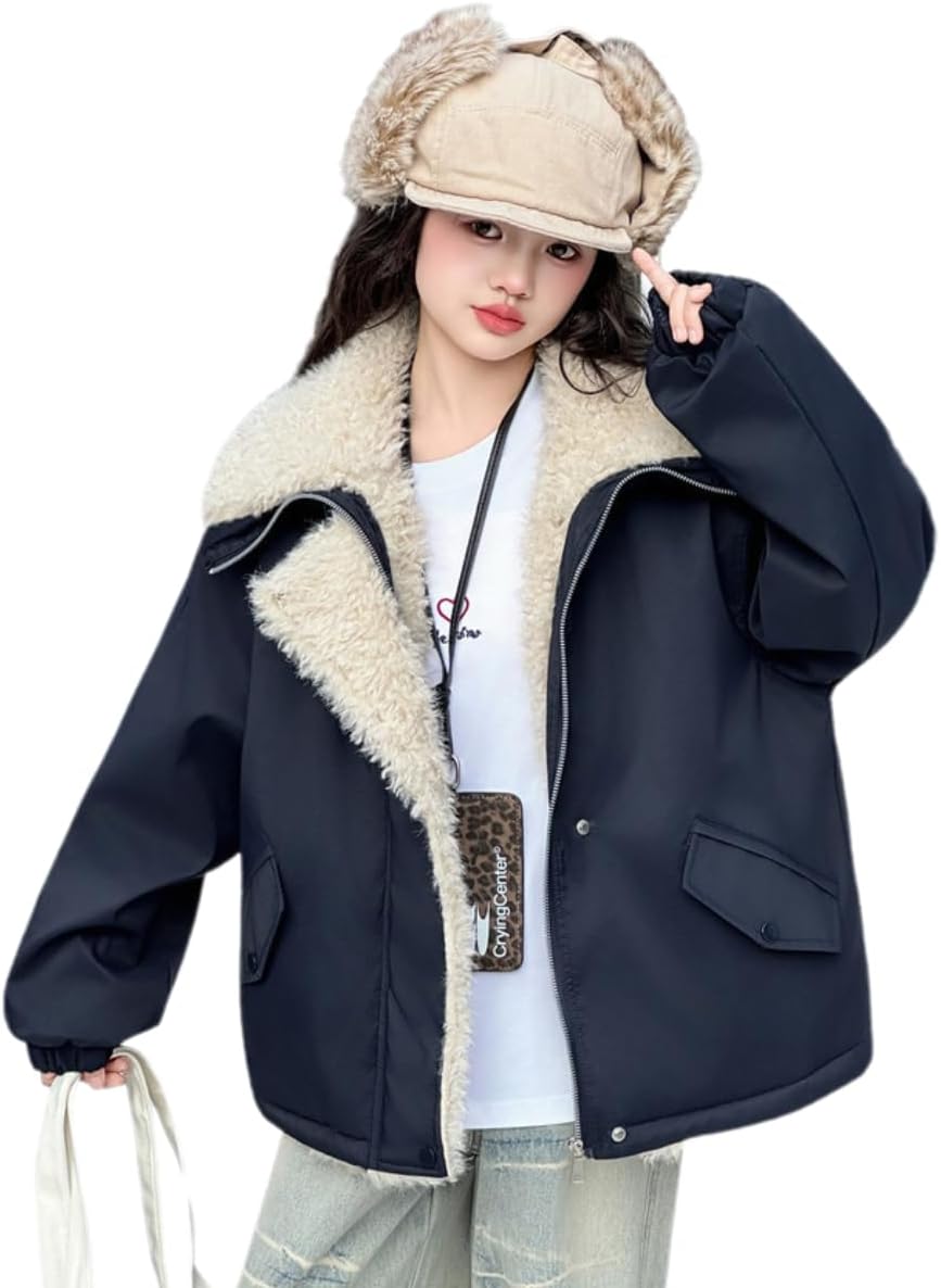 [Luzverde] パーカーコート キッズ パーカージャケット 女の子 裏ボア もこもこ 子供服 長袖 無地 アウター カジュアル