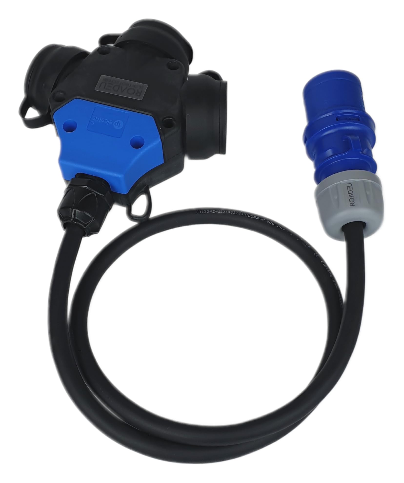RoadEu – Adaptateur CEE 16 A 3 pôles vers 3 Prises Schuko – Boîtier de Distribution IP44 avec câble de 0,5 m 3x2,5 mm² – Distributeur électrique pour Camping et Chantiers