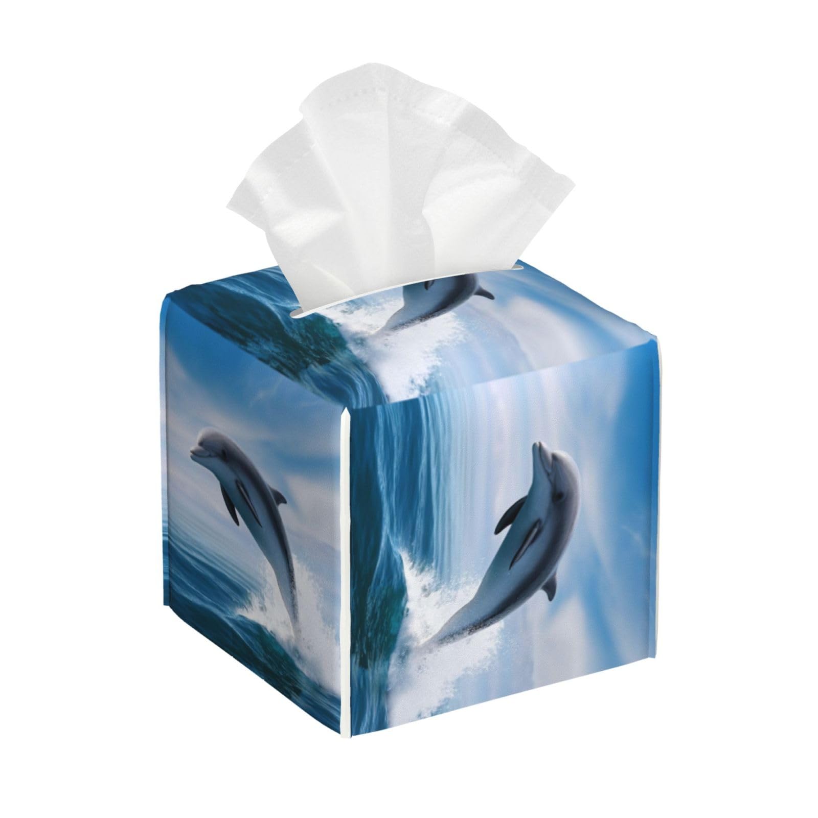 Jumping Up Dolphins Tissue Box Cover Square Cube Boxes