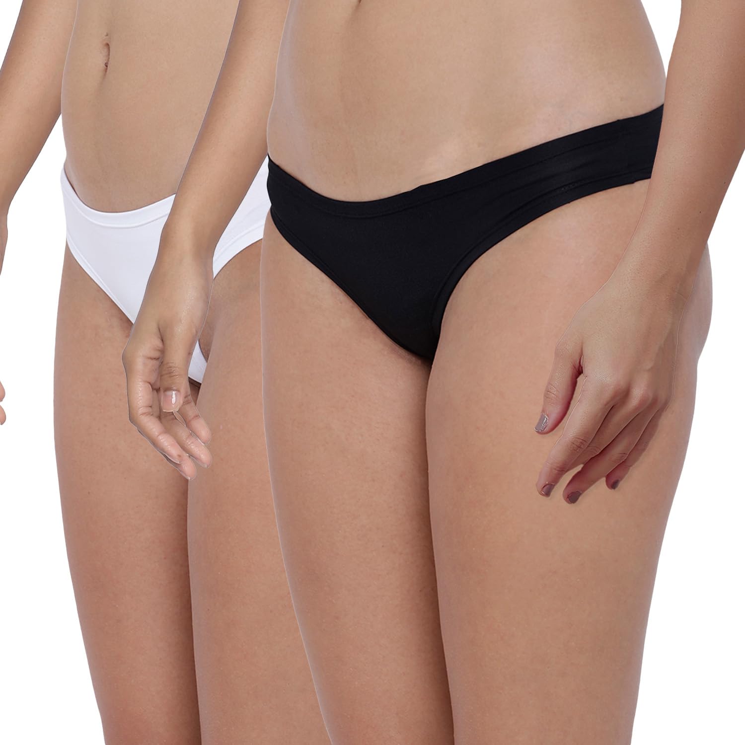 la intimo BASIICS Amor Love Antimicrobial Semi Seamless Bikini Brief Panty for Women (Pack of 2) Black, White-picture-11