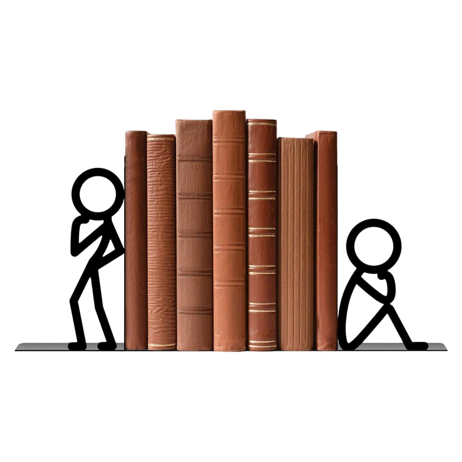Serre-livres de bureau en métal noir | 1 paire de séparateurs pour étagères de bibliothèque