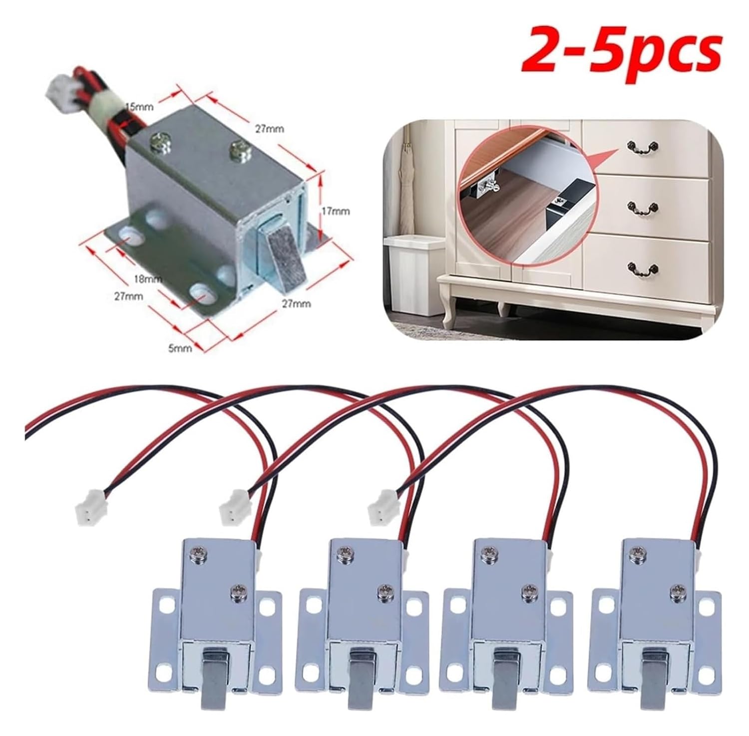 2-5pcs DC 5V-6V 12V Magnetic Lock Small Size Solenoid Electromagnetic Electronic Locker Control Cabinet Drawer Door(5PCS)