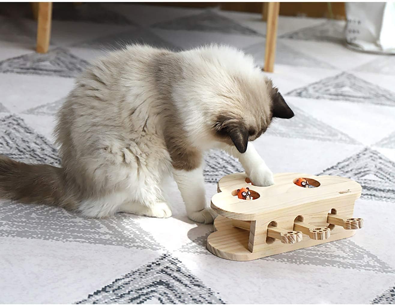 楽しい猫猫おもちゃマウスモグラノック木箱ペット用品猫用マウス安全材料穴デザイン興味を高める