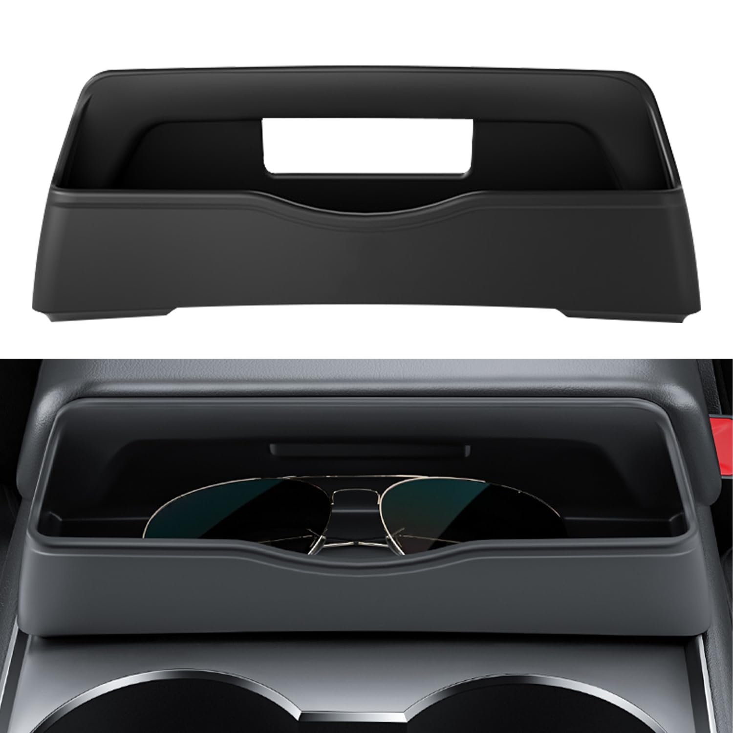Taipintee Estuche para Gafas en la Consola Central, 20 × 9cm Reposabrazos Coche Universal Accesorios, Silicona Impermeable Estuche para Gafas, para Tesla Model 3 y Tesla Model Y