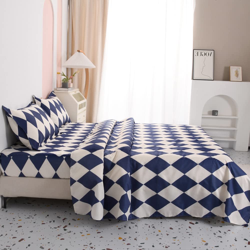 HOOBUY Soft Microfiber Printed Bed Sheets Set,All Seasons Bedding 3-Piece,Includes Floral Patterned Flat Sheet,Fitted Sheet with Elastic Deep Pocket&Pillowcase (GYL, Twin)