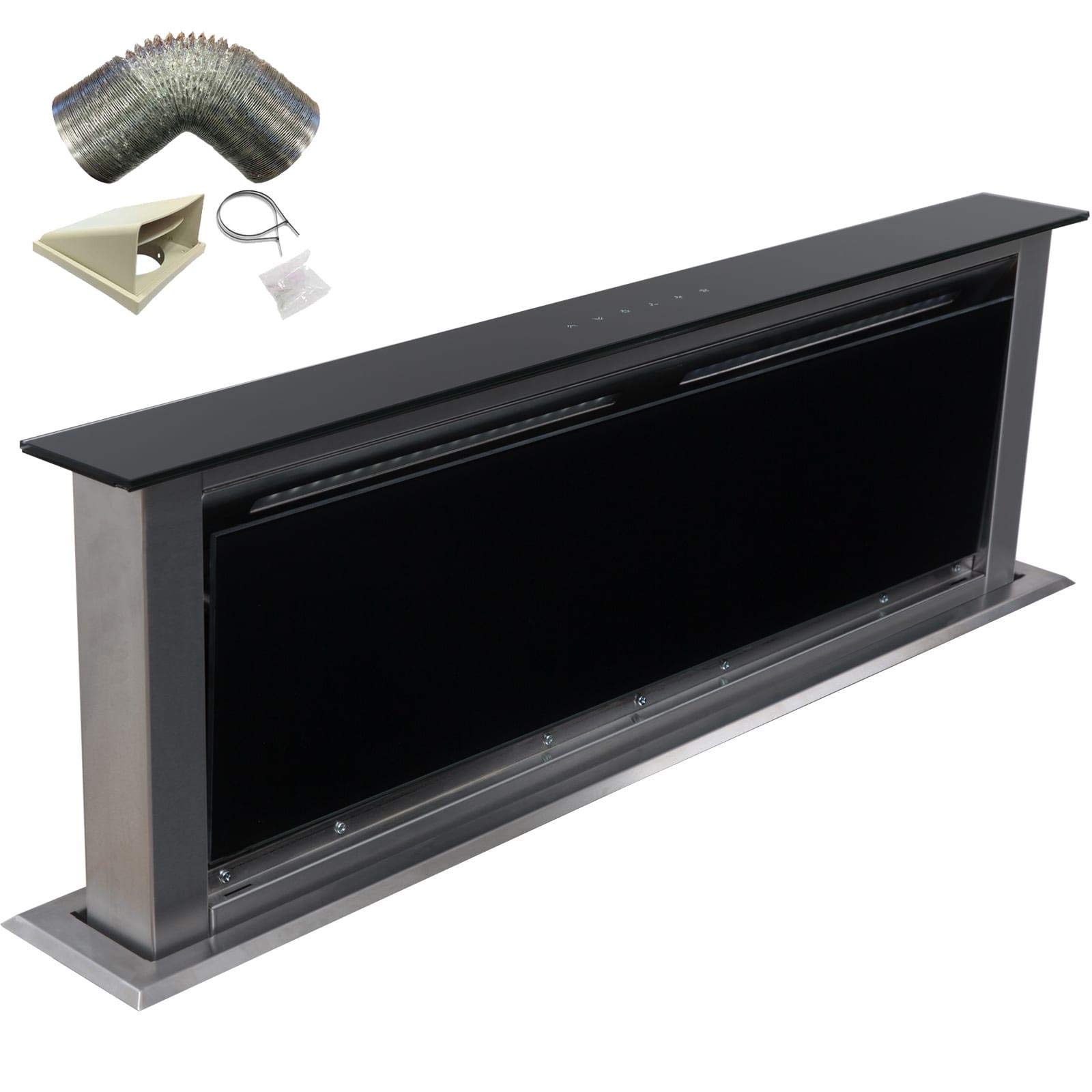Buy SIA DD90BL 90cm Black T/Control Downdraft Cooker Hood Extractor Fan & 3m Ducting Online at
