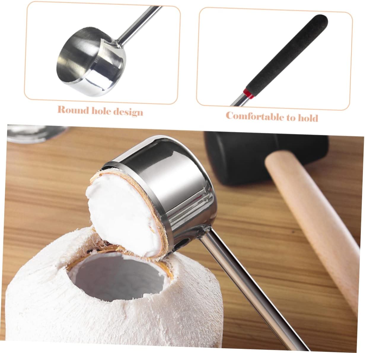 LABRIMP 2pcs Coconuts Opener Creative Coconut Shell Openers Nut Cutter Spatula for Beach Events