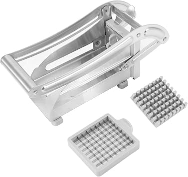 French Fries Potato Cutter, Stainless Steel French Fry Potato Cutter Potato Chips Vegetable Chopper Dicer Slicing Tool with 2 Blades for Easy Slicing