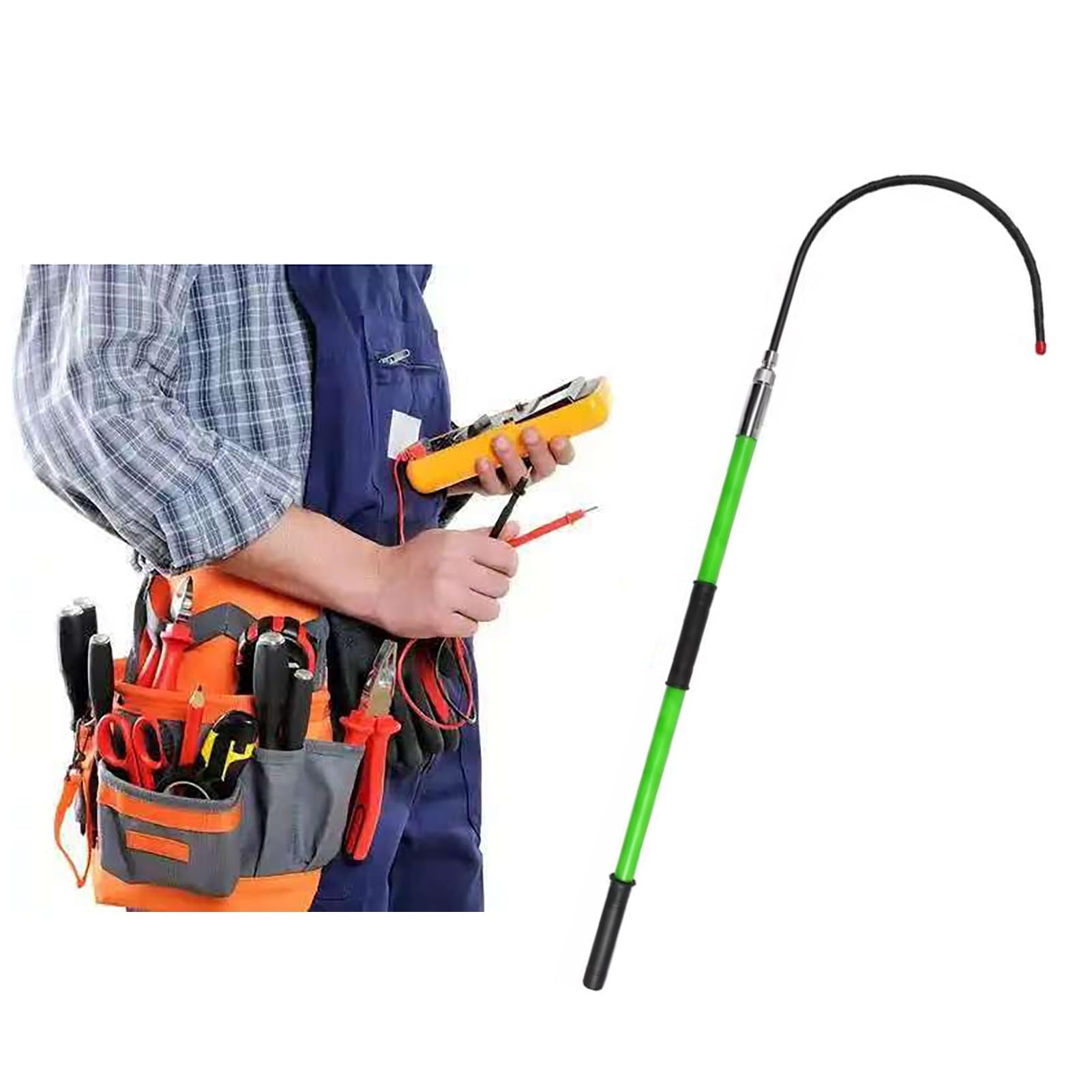 Mshgsku Green Insulated Fiberglass Rescue Hook, Emergency Electrocution Safety Tool For Electricians And Rescue Operations