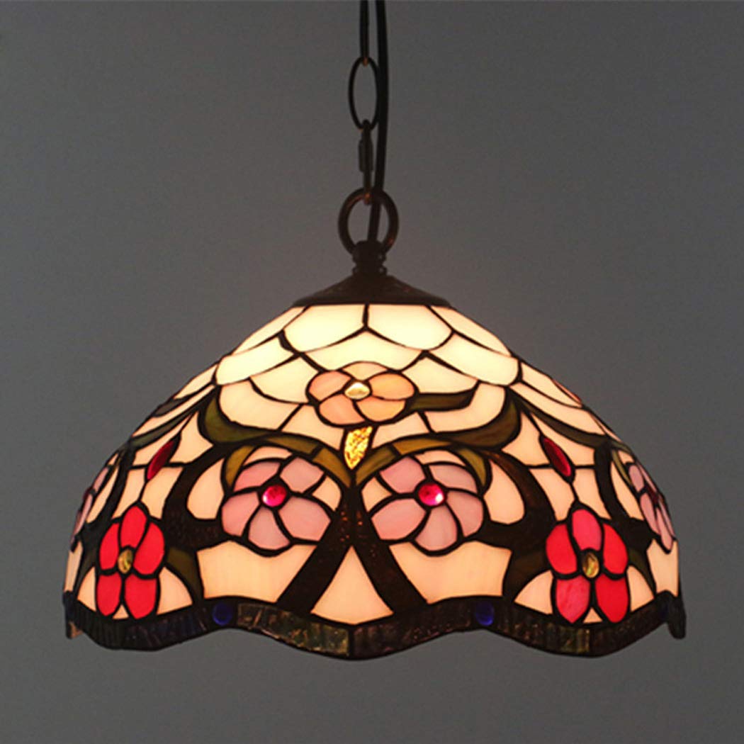 HJRegaFimu Pendant Light Vstained Glass Chandelier Restaurant Bedroom Aisle Corridor Bathroom Ceiling Lamp Round Decoration Lighting E27 30cm Comfortable Anniversary