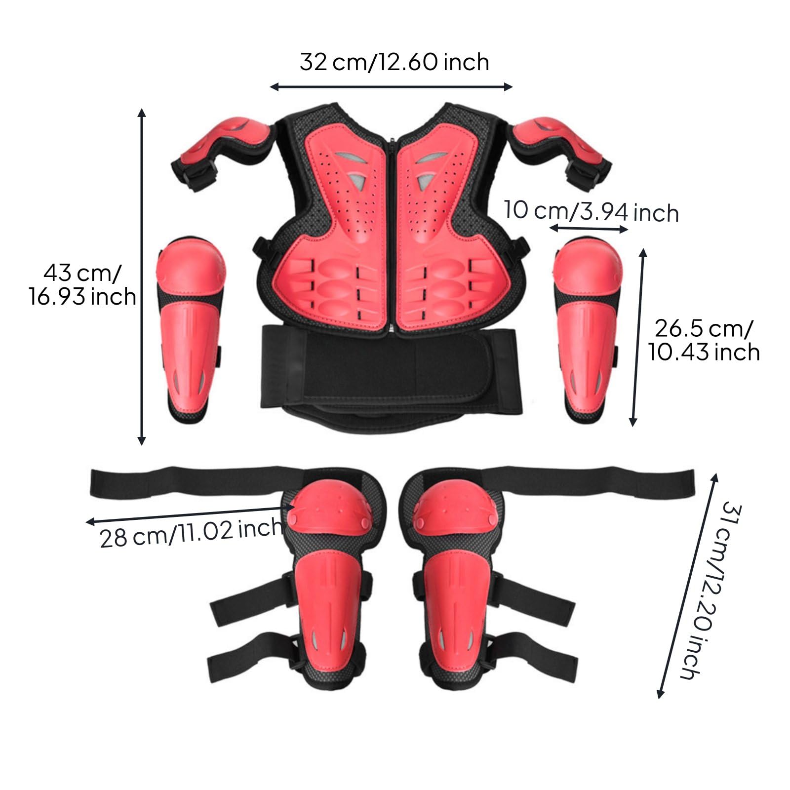 5 Pièces Enfant Protection Armure Coffret Gilet Coudières Genouillères Structure PE Rembourrage Mousse Intérieur Doux Ajustement Sûr Convient au Vélo