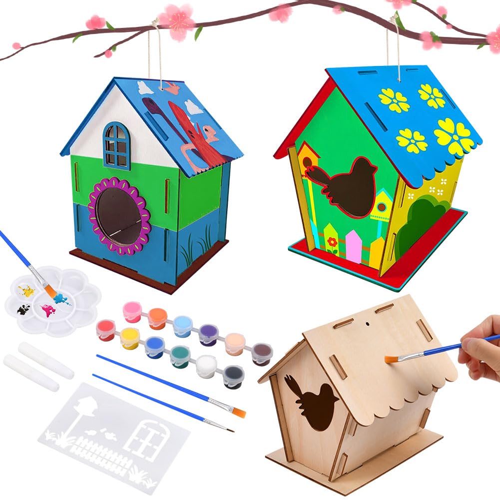 DIY Bird House Kit - Wooden Craft Kit for Kids to Build and Paint, Perfect for Girls & Boys, Easter, Halloween, Christmas Gifts